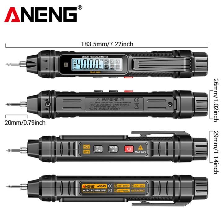 ncv-ไฟฉายเครื่องวัดอเนกประสงค์วัดรับสัญญาณอัตโนมัติปากกามัลติมิเตอร์-เครื่องทดสอบไฟฟ้าอัจฉริยะมี4000ตัวเพื่อระบุสายไฟ