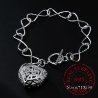 Real 925 Sterling Silver Beautiful Hollow Heart Charms Bracelets for Women Fashion Party Wedding Jewelry Lover Gift Jflkkda