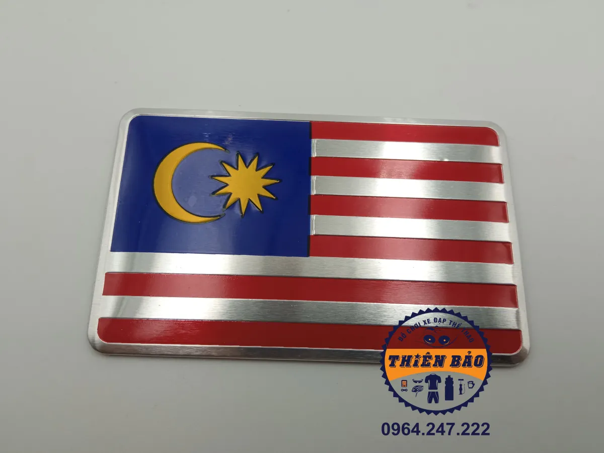 Tem nhôm dán xe hình cờ, Logo cờ Malaysia sticker dán xe oto cờ ...