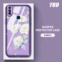 YBD เคสโทรศัพท์ สำหรับ Vivo Y17 Y15 Y12 Y11 Y12i 2019 1901 1902 1904 1940 1906ดอกไม้คาเมลเลียสีลวดลายโปร่งใสฟิล์มเลนส์ TPU อ่อนป้องกัน TPU Carmera