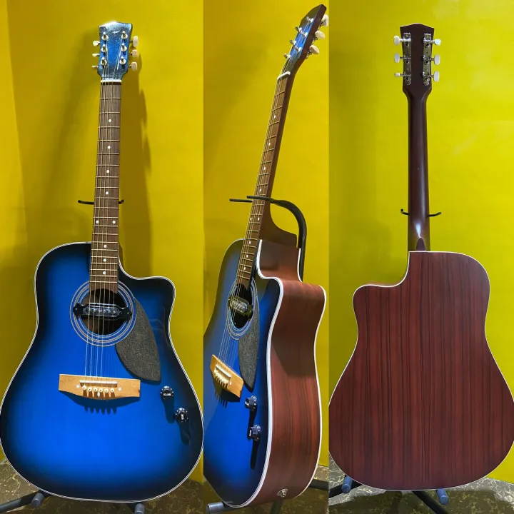 Acoustic/Electric Guitar 41' Builtin Sliding Pickup w/ 2 Button Strap