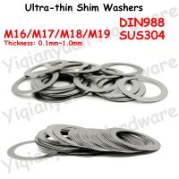 Yiqianyuan M16 M17 M18 M19 DIN988 SUS304 baja tahan karat menyesuaikan Shim mesin cuci polos ultra-tipis gasket datar