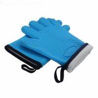 1 Pair (2 Pieces) Silicone BBQ Gloves Heat Resistant Oven Mitt Non-Slip Potholders Internal Protective Cotton Layer