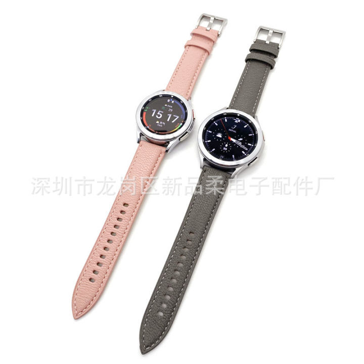 รุ่นใหม่-เหมาะสำหรับ-samsung-watch4-classic-สายนาฬิกาข้อมือหนังแท้ลายลิ้นจี่สายรัดข้อมือหนังแท้-4246mm-สายนาฬิกา