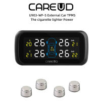 CAREUD U903-WF-S จอแสดงผล LCD แบบไร้สายรถยนต์ TPMS ภายนอกรถยนต์ TPMS ระบบตรวจสอบความดันลมยางรถยนต์ติดตั้งง่าย