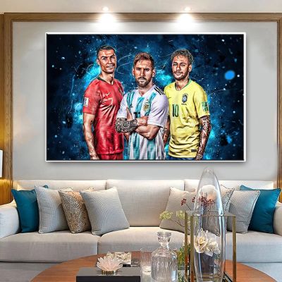 ฟุตบอลโมเดิร์น Star Ronaldo เมสซี่เนย์มาร์โปสเตอร์พิมพ์ผ้าใบวาดภาพฟุตบอลกีฬาศิลปะผนังภาพวาดห้องนั่งเล่นตกแต่ง