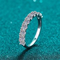 [COD] จริง Moissanite เพชรผู้หญิงแหวน1.0ct ครึ่งนิรันดร์925เงินสเตอร์ลิง Moissanite แหวน Christmas Gift