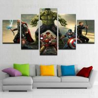 Superhero Kids Room Decor ผ้าใบพิมพ์-5แผง HD พิมพ์ภาพโปสเตอร์สำหรับตกแต่งบ้าน-ไม่ต้องใช้กรอบ-Perfect Wall Art สำหรับชายและหญิงห้องนอน