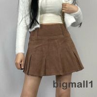 COD ◑ The Nonexistent Shop32dsgd0 ❥A-❥-Women Fashion High Waist Solid Color Corduroy Pleated Skirt for Shopping Daily Wear