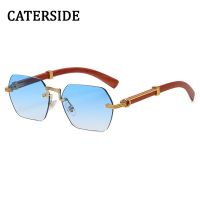 New Punk Rimless Polygon Sunglasses Men Square Fashion Vintage Trendy Small Frame Sun Glasses Luxury Frameless Eyewear UV400