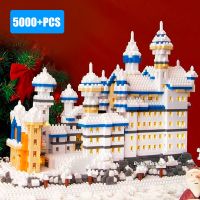 NEW LEGO 5000pcs Swan Stone Castle with Led Light Mini City Street View Architecture Model Building Blocks Diamond Bricks Toys Kids Gift