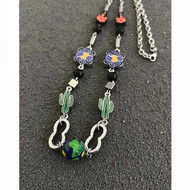 cc-2022-hip-hop-cactus-glazed-beaded-titanium-necklace-horseshoe-fashion-choker-accessories