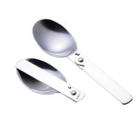 Stainless Steel Folding Spoon Portable Travel Tableware Soup Spoon Ice Cream Dessert Spoon Coffee Tea Spoon Kitchen Tool Flatware Sets