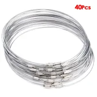 40 x Collar Metal Chain Necklace Belt Silver Threads 1 mm