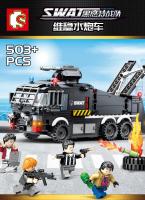 ProudNada Toys ของเล่นเด็กชุดตัวต่อเลโก้รถหุ้มเกราะตำรวจ S SWAT SEMBO BLOCK 503+PCS 102408