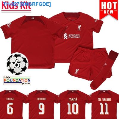 ۩♂ 2022 2023 Liverpool Home kids Kit Football Shirt High Quality red Top and Shorts Set Soccer Jersey With UCL With Socks Patch