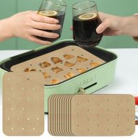 100Pcs/set Air Fryer Paper Household Kitchen Double sided BBQ Oil Absorption Paper Rectangular Oven Food Oil Blotting Paper