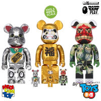 BEARBRICK BAPE(R) メッキ 招き猫 銀,  達磨 金, 獅子舞 400% &amp; 100% Sets Of 3