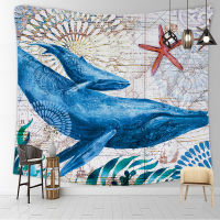 European and American printed tapestry hanging cloth marine organism background cloth tapestry turtle tapestry seahorse tapestry whale tapestry octopus tapestry