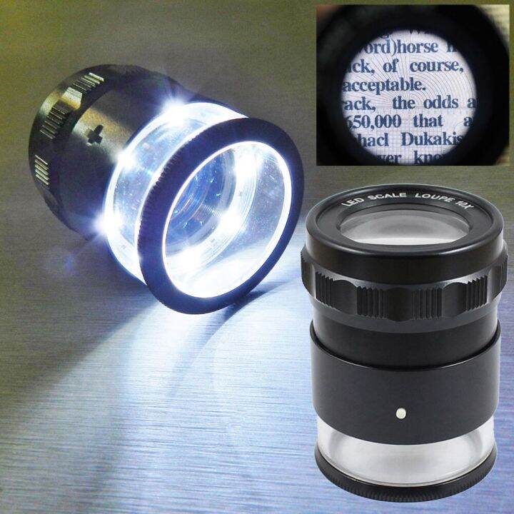 10X Stand Measuring Magnifier Scale Loupe With LED Light Magnifying