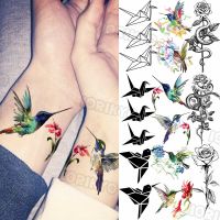 Colorful Hummingbird Small Temporary Tattoos For Women Girs Snake Rose Flower Flamingo Fake Tattoo Sticker Forearm Tatoos Body Stickers