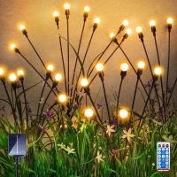 onlcicn 4pcs 24LEDs Solar Garden Lights, Solar Firefly Lights Outdoor With Remote Control, 8 Modes And Timer, Solar Swaying Lights Outdoor Waterproof For Yard Balcony Patio Pathway Garden Scenic Spot Decoration 27.6x59.1