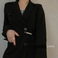 【OUNi】Pearl Brooch Pins Changed to Small Waist Trouser Waist Adjustment Skirt Elastic Waist Anti-glare Buckle