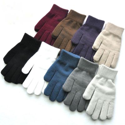 Knitted Woolen Gloves For Men And Women Winter Riding Cold Proof Warm Extra Thickened Mittens Simple Solid Sport Glove