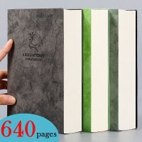 640 หน้าสมุดบันทึกรายวัน A6 A5 B5 ธุรกิจสำนักงาน Notepad เครื่องเขียนเปล่า/แนวนอนหนังสือหนัง Sketchbook-ttlg4809