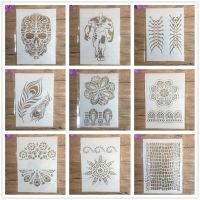 A4 29 * 21cm grid Mandala DIY Stencils Wall Painting Scrapbook Coloring Embossing Album Decorative Paper Card Template Rulers  Stencils