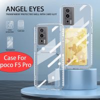 เคสสำหรับ Poco F5 Pro PocoF5 F5Pro 5G ด้านหลัง Xiaomi ช่องซองใส่บัตรซิลิโคน TPU แบบนิ่มมีความยืดหยุ่นมองเห็นได้ชัดเจนทั้งหมดใสเรียบง่ายกันกระแทกเคสโทรศัพท์