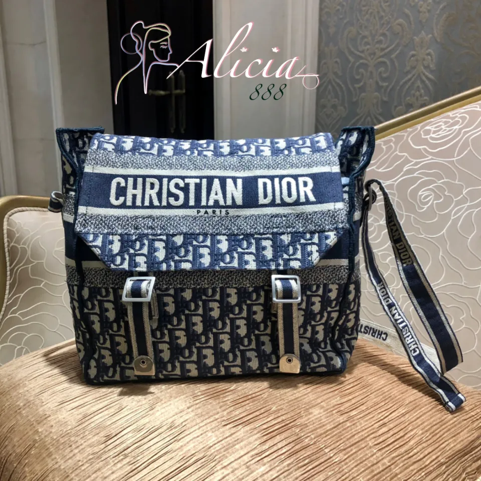 Dior - Small Diorcamp Bag Blue Dior Oblique Embroidery - Women