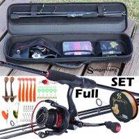 Sougayilang 1.8-2.4m Portable CarbonFishing Rod and 13 1BB Spinning Fishing Reel and Line Bag Fishing Accessories Set