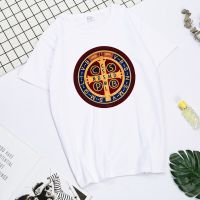 The Saint Benedict Medal Catholic Tees Camisas Men Slim Fit Mens T Shirt Printed T Shirt
