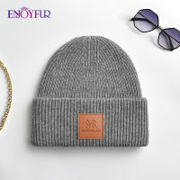 ENJOYFUR Women Winter Beanie Hat Soft Warm Wool Knit Beanie Female Fashion Lightweight Casual Cuffed Skull SKi Caps