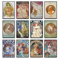 Alphonse Mucha Series Vintage Woman งานศิลปะภาพวาดผ้าใบโปสเตอร์ Aesthetic HD พิมพ์ภาพผนังห้องนั่งเล่นตกแต่งบ้าน New