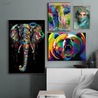 Modern Abstract Watercolor Animal Oil Painting Print On Canvas Monkey And Elephant Posters for Home Wall Decorative Pictures