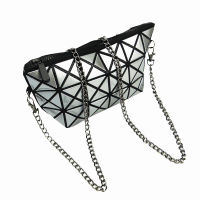 Korean Fashion Womens Portable Rhombus Cosmetic Bag Variety Folding Lipstick Storage Hand Bag Ins Chain Womens Bag