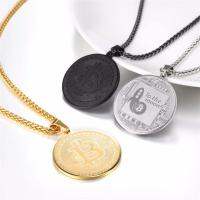 European and American Mens Medal Necklace Stainless Steel Bitcoin Commemorative Coin Pendant