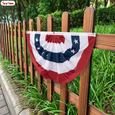 ScottK วันฉลองอิสรภาพธงรูปพัดธงตกแต่งคลาสสิกสีน้ำเงินสีแดงสำหรับระเบียงในสวนสำนักงานและสนามหญ้า