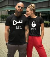 Valentines Day Lover Tshirt Mrs and Mr Tee Couple T-shirt Funny Key Lover T-shirts Woman