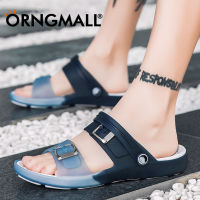 ORNGMALL รองเท้าแตะสำหรับผู้ชาย,รองเท้ารองเท้าแตะรัดส้นชายผู้ชายแฟชั่นรองเท้าแตะผู้หญิงแบบพื้นบางรองเท้าวุ้นสำหรับผู้ชาย45รองเท้าแตะลำลองกันลื่น