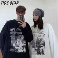 TIDE BEAR เสื้อยืดผู้ชายแขนยาวคอกลมเสื้อยืดแขนยาววินเทจเสื้อวอร์มไซส์ใหญ่สำหรับฤดูใบไม้ผลิและฤดูใบไม้ร่วงเสื้อแบบหลวมอินเทรนด์