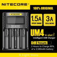 Original Nitecore UM4 UM2 USB QC Battery Charger Inligent Circuitry Global Insurance li-ion AA AAA 18650 21700 26650