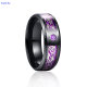 💖【Lowest price】SUTAI แหวนทังสเตนผู้ชายสีดำ8มม. แฟชั่นผู้ชายแหวนคาร์บอนไฟเบอร์สีม่วง