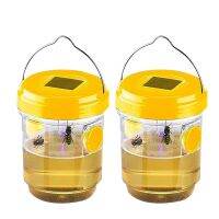 2 Pack Solar Wasp Trap Outdoor Flying Hanging Reusable Wasp Cather Hanging With Light For Yellow Hornets Bee Insect Flies Traps