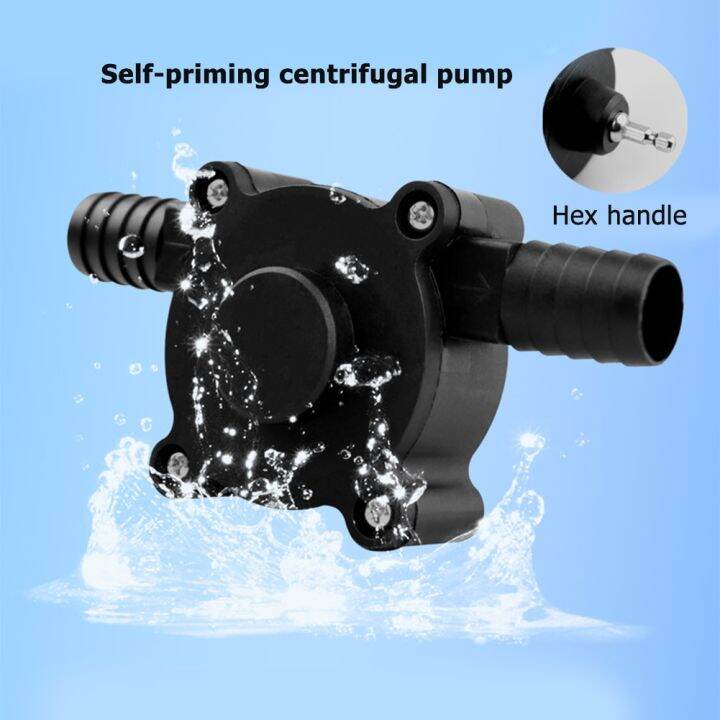 Portable Electric Drill Pump Sinks Pool Self Centrifugal Pumps Oil Fluid Water Pump Hose Clamps