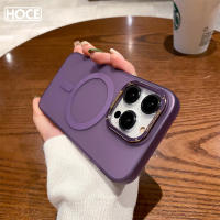 HOCE MagSafe เคสมือถือแม่เหล็กใสเคลือบสำหรับ iPhone 12 13 14 Pro Max 14 Plus ฝาหลังพลาสติกแข็งป้องกันที่จับกล้องรูปตัวยูโลหะ