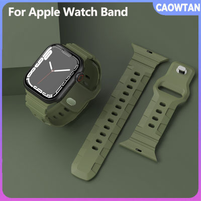 สายซิลิโคนสำหรับสายคาด Apple Watch 49มม. 45มม. 41มม. สร้อยข้อมือยาง40มม. 44มม. 38มม. 42มม. สำหรับเข้ากันได้กับ I Watch Series 3 5 6 Se 7 8วงอัลตร้า