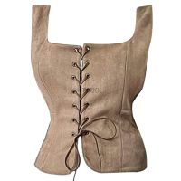 Medieval Women Vintage Suede Corset Top Victorian Pirate Lady Waistcoat Renaissance Celtic Archer Cosplay Halloween Costume